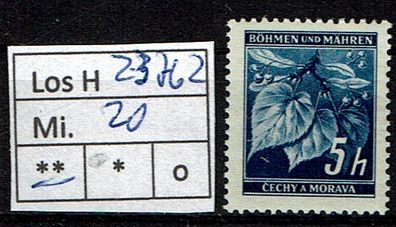 Los H23762: Böhmen & Mähren Mi. 20 * *