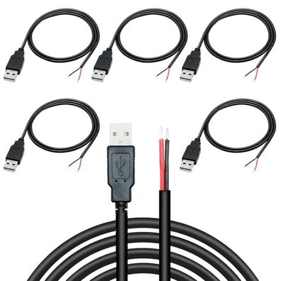 5 Stück USB 2.0-Kabel mit 2-poligem offenen Ende, 0,3 m