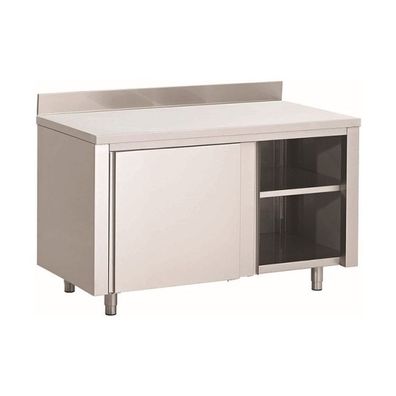 Gastro-Inox Arbeitsschrank mit 2 Türen und Aufkantung Edelstahl 2000x700x850mm