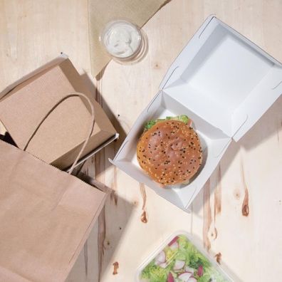 Fiesta Compostable Kompostierbare Burgerboxen Aus Kraftpapier Groß 112Mm (150 Stück)