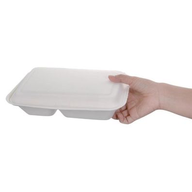 Fiesta Compostable Kompostierbare Menüboxen Aus Bagasse Mit Klappdeckel Weiß 2-Get