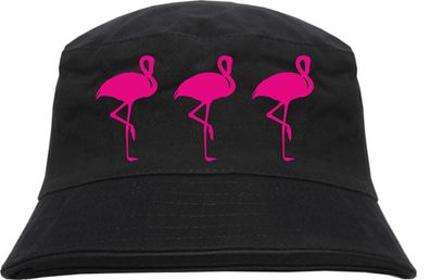 3 Flamingos Fischerhut - bedruckt - Bucket Hat Anglerhut Hut