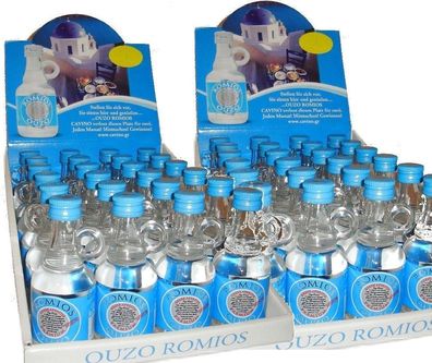 Ouzo Romios Mini Karaffe von Cavino 48x 40ml 2 Displays