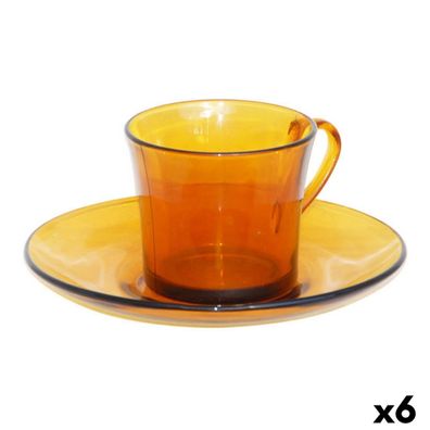 Tasse mit Untertasse Duralex 9006DS12A0111 Bernstein 180 ml (6 Stücke) (6 Stück)