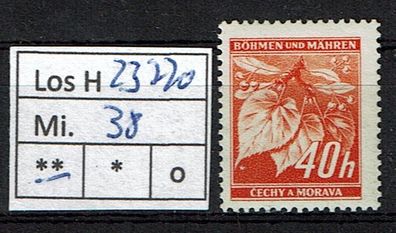 Los H23770: Böhmen & Mähren Mi. 38 * *