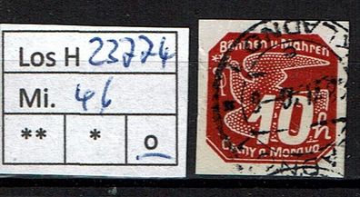 Los H23774: Böhmen & Mähren Mi. 46, gest