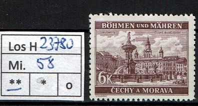 Los H23780: Böhmen & Mähren Mi. 58 * *