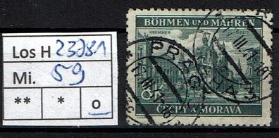 Los H23781: Böhmen & Mähren Mi. 59, gest