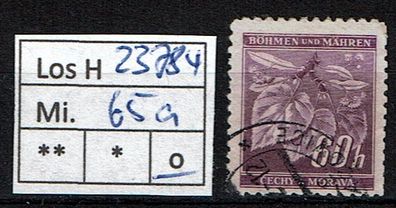 Los H23784: Böhmen & Mähren Mi. 65 a, gest