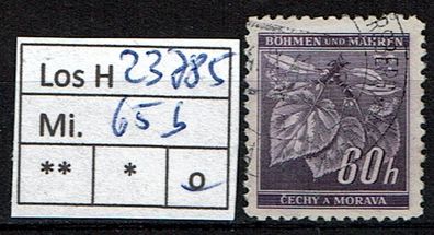 Los H23785: Böhmen & Mähren Mi. 65 b, gest