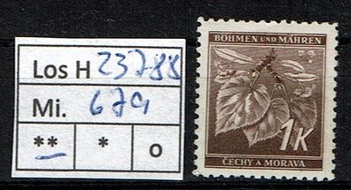 Los H23788: Böhmen & Mähren Mi. 67 a * *