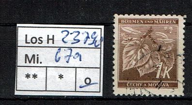 Los H23790: Böhmen & Mähren Mi. 67 a, gest