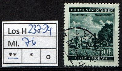 Los H23794: Böhmen & Mähren Mi. 76, gest