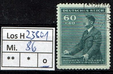 Los H23801: Böhmen & Mähren Mi. 86, gest