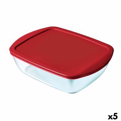 Rechteckige Lunchbox mit Deckel Pyrex Cook & Store rechteckig 2,5 L Rot Glas (5 Stück