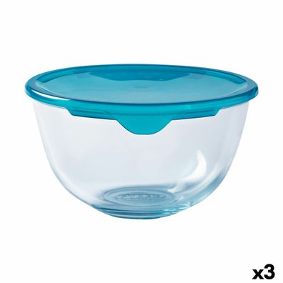 Runde Lunchbox mit Deckel Pyrex Cook & Store Blau 2 L 22 x 22 x 11 cm Silikon Glas (3