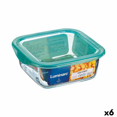 Viereckige Lunchbox mit Deckel Luminarc Keep'n Lagon 10 x 5,4 cm türkis 380 ml zweifa