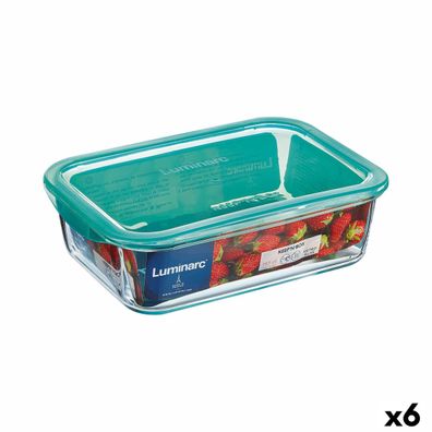 Rechteckige Lunchbox mit Deckel Luminarc Keep'n Lagon 16 x 11,3 x 6 cm türkis 820 ml