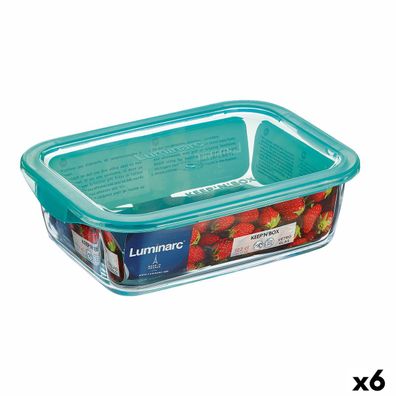 Rechteckige Lunchbox mit Deckel Luminarc Keep'n Lagon 12 x 8,5 x 5,4 cm türkis 380 ml