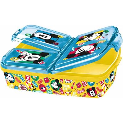 Lunchbox mit Fächern Mickey Mouse Fun-Tastic Polypropylen 22 x 14 x 6 cm 19,5 x 16,5