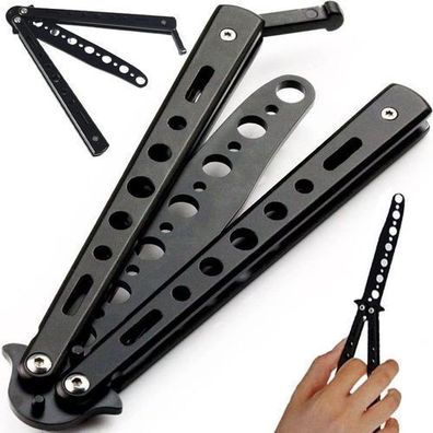 Butterfly Messer Trainer Balisong Knife Ungeschärft üBungsmesser Schwarz Retoo