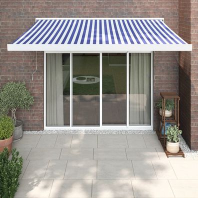 vidaXL Markise Einziehbar Blau und Weiß 3,5x2,5 m Stoff und Aluminium