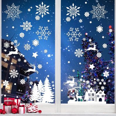 Weihnachtsschmuck, 8er-Pack Schneeflocken-Fensteraufkleber vorne weiß