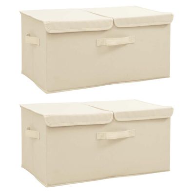 vidaXL Aufbewahrungsboxen 2 Stk. Stoff 50x30x25 cm Creme