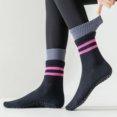 2 Rutschfeste Yoga-Socken für Damen, Bodensocken in der Mitte der Wade