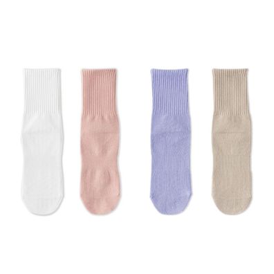 4 Paar Yoga-Socken mit mittlerer Wade, rutschfeste Pilates-Socken