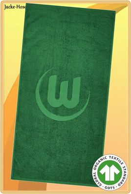 Duschtuch Badetuch Badestola Vfl Wolfsburg Grün Logo Handtuch Gr. 70x140cm NEU