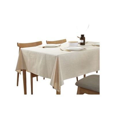 Rechteckige Leinenoptik-Tischdecke, 120x160cm, beige