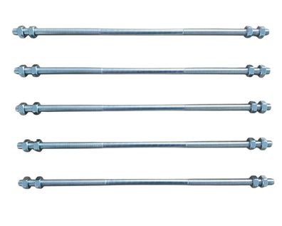 5 x Gewindestange M8 Länge 300 mm - je 1x Gewinde M8 rechts und M8 links + 20 Muttern