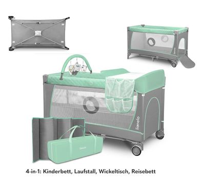 Reisebett Lionelo Flower 4 in 1 mit Wickelauflage Laufstall