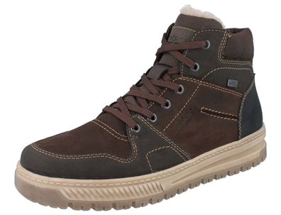 RIEKER Herren Stiefelette Schnürstiefel Warmfutter echt Lammfell braun