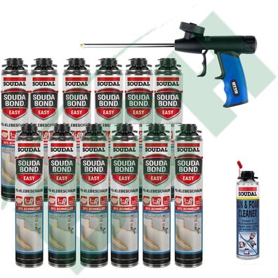 SOUDAL Spar-Set: hochw. Schaumpistole + 12x800 ml Dämmstoffkleber + 500ml Reiniger