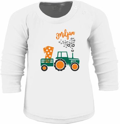 Kinder Geburtstagsshirt Langarm Traktor mit Namen und Geburtstagszahl frei wählbar