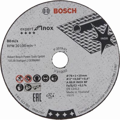 Bosch Trennscheibe Expert for Inox 76 x 1 x 10 mm 5 Stück GWS12V-76 2608601520