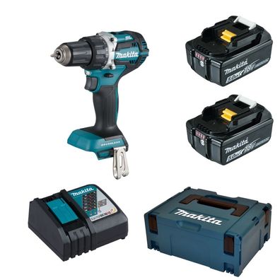 Makita Akku Bohrschrauber Bohren Schrauben Makpac 18V 2x5,0Ah 54Nm DDF484RTJ