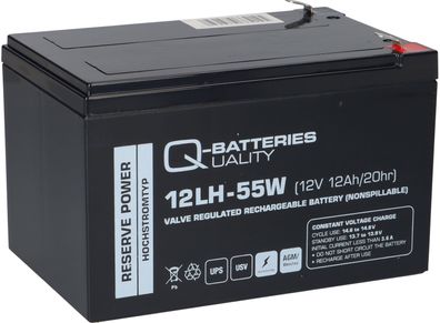 Q-Batteries 12LH-55W 12V 12Ah AGM VRLA Hochstrom USV