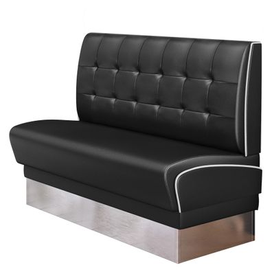 DINER 3 | Dinerbank | B: 120 x 103 cm | Chesterfield NO Button | Schwarz | Leder |