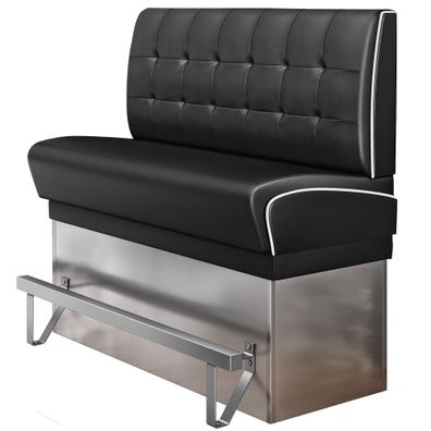 DINER 3 | Diner Hochbank | B: 200 x 133 cm | Chesterfield NO Button | Schwarz | Led