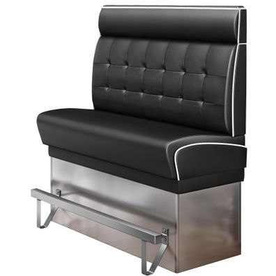 DINER 3 | Diner Hochbank | B: 200 x 153 cm | Chesterfield NO Button | Schwarz | Led