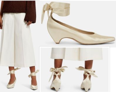 Stella Mccartney Icon Bow-tied Satin Silk Wrapped Ankle Pumps Schuhe Shoes 38.5