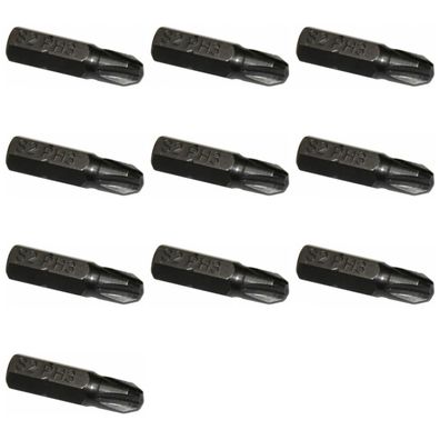 10x Kreuz Bit PH3 25mm Bits S2 Stahl im 10er Pack