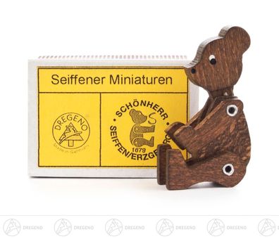 Miniatur Zündholzschachtel Bär braun H=ca 5 cm NEU Erzgebirge Weihnachtsfigur