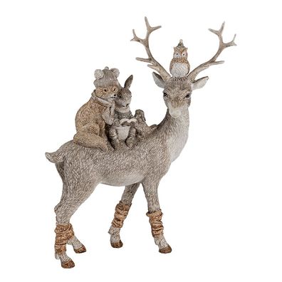 Clayre & Eef Figur Tiere 25 cm Grau Braun Polyresin Tiere (Gr. 20x8x25 cm)