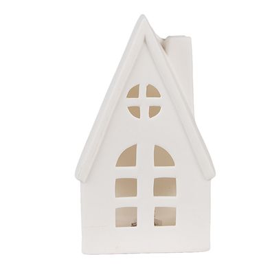 Clayre & Eef Dekoratives Haus mit LED 9x6x15 cm Beige Porzellan (Gr. 9x6x15 cm)