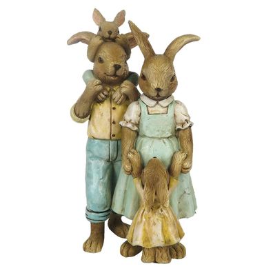 Clayre & Eef Figur Kaninchen 15 cm Grün Braun Polyresin (Gr. 8x6x15 cm)