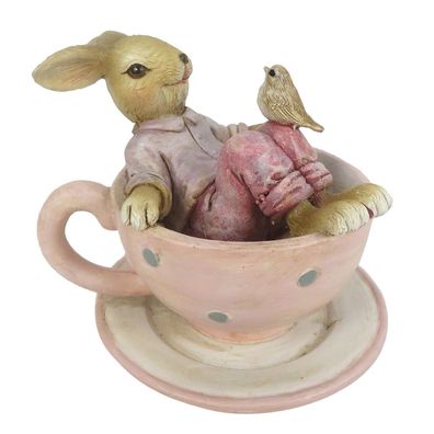 Clayre & Eef Figur Kaninchen 10x8x8 cm Braun Rosa Polyresin (Gr. 10x8x8 cm)